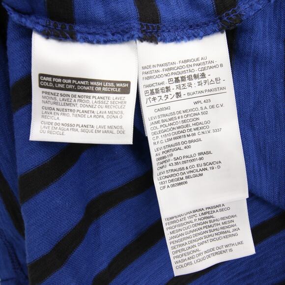 Levis Shirt Top Blouse Blue Black Stripes Striped Long Sleeve Boat Neck Size M - Picture 7 of 11